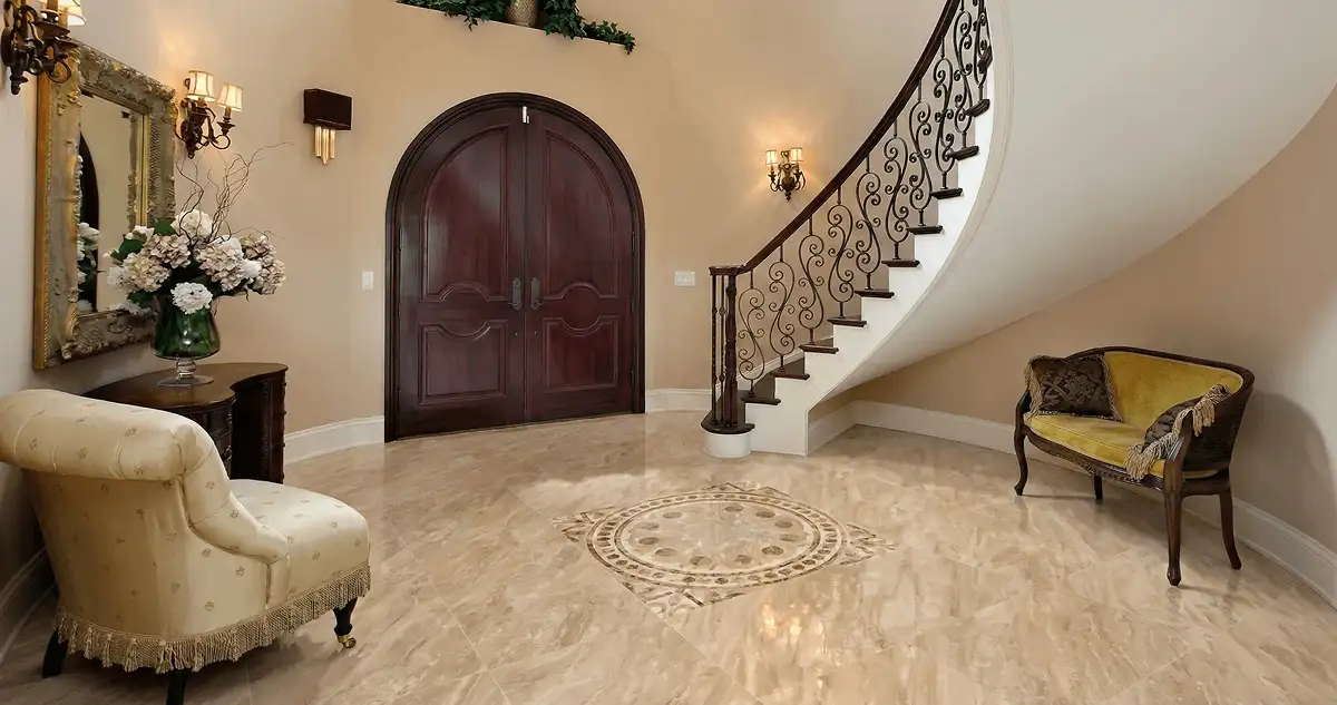 Entrance hall with professionally installed ceramic tile flooring in Orange CA