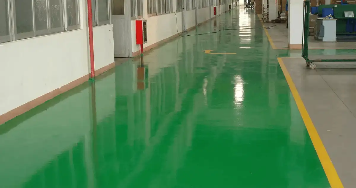 A factory floor professionally covered and marked with epoxy flooring in Orange, CA